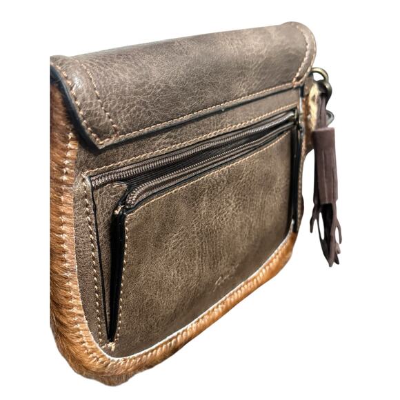 NWT! Tony Lama Western Brindle Brown Cowhide Hair Wristlet Purse - Picture 5 of 7